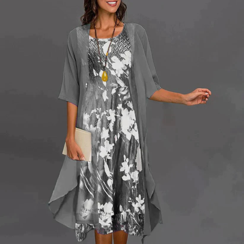 Floral Dress With Blazer | Two Piece | Midi Length