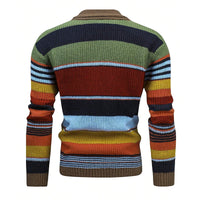 Men’s Knitted Cardigan with Lapel Collar in Colourblock Style | Smart Casual Jumper