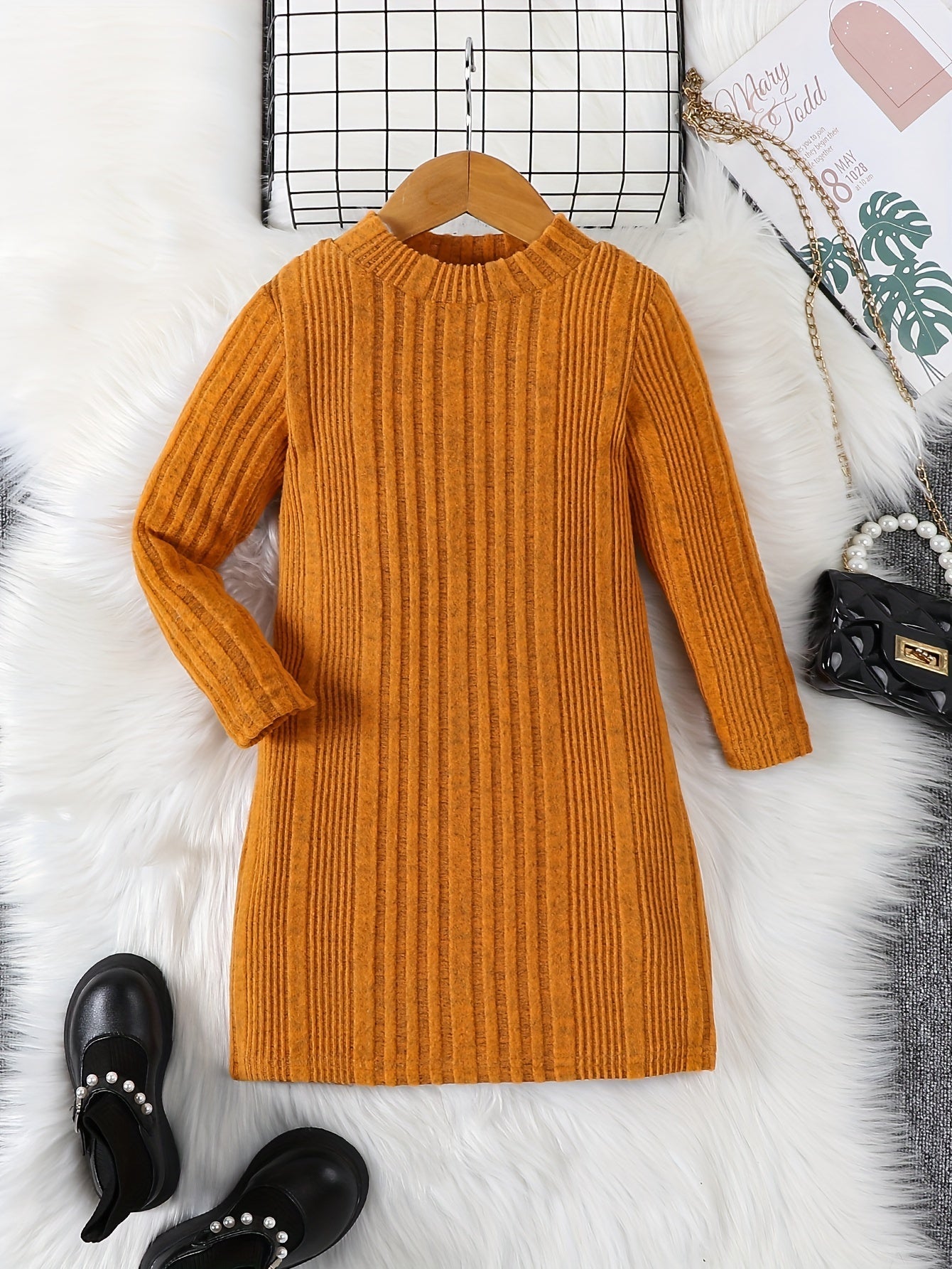 Girls’ Long Knit Sweater in Casual Winter Style | Warm Kids’ Jumper