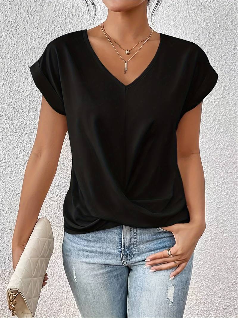 Lightweight Short Sleeve Top | V-Neck | Summer Fit | Twist Detail