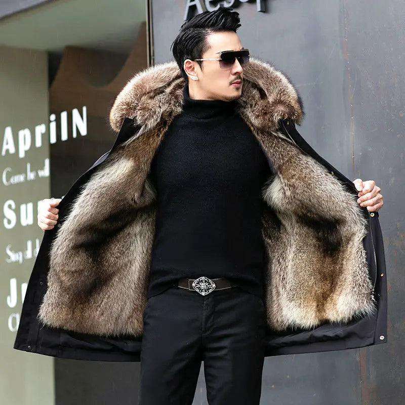 Men’s Long Winter Coat with Fleece Collar | Warm Waterproof Jacket