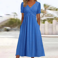 Women’s A-Line Midi Dress with V-Neck Elegant Fit | Wedding Guest & Party Dress
