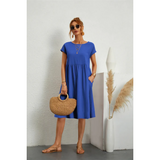 Women’s Elegant Summer Midi Dress with Short Sleeves | Wedding Guest & Party Dress