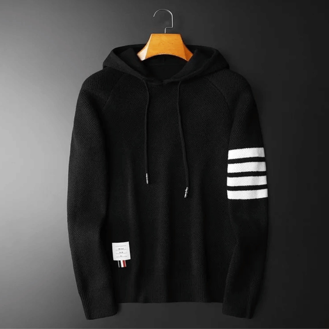 Men’s Graphic Hoodie with Striped Detail | Modern Lightweight Sweater