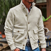 Men’s Stand Collar Turtleneck Jacket | Single-Breasted Smart Casual Coat