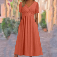 Women’s A-Line Midi Dress with V-Neck Elegant Fit | Wedding Guest & Party Dress