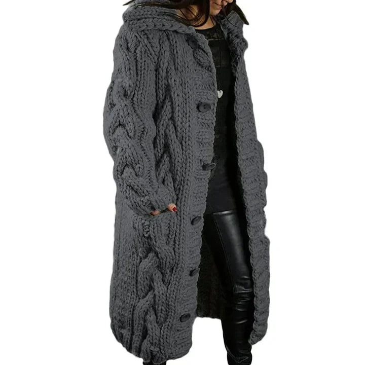 Women’s Chunky Knit Cardigan in Open Front Style | Cozy Long Sleeve Sweater