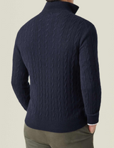 Men’s Cable Knit Jumper | Quarter Zip Sweater | Funnel Neck | Warm Winter Layer