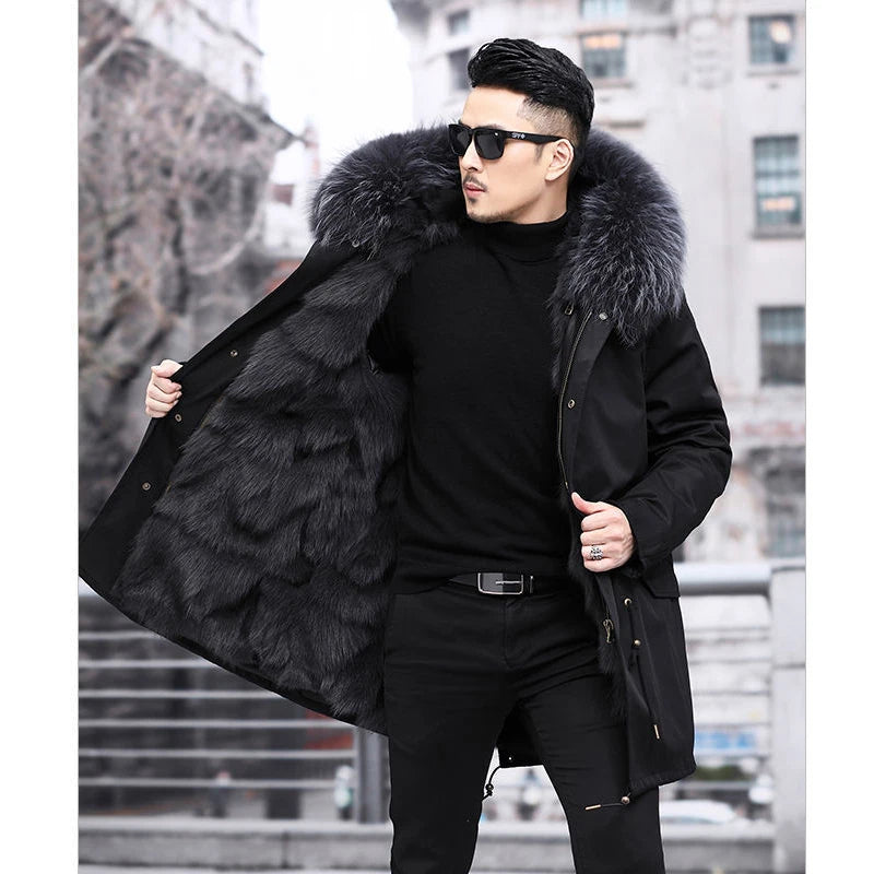 Men’s Long Winter Coat with Fleece Collar | Warm Waterproof Jacket