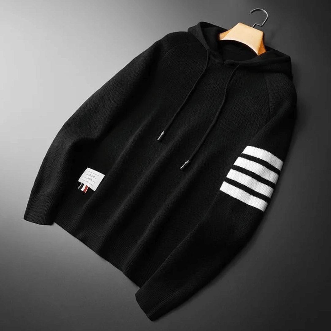 Men’s Graphic Hoodie with Striped Detail | Modern Lightweight Sweater