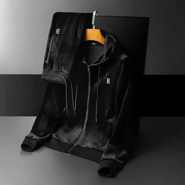 Men’s Two-Piece Tracksuit Set with Hooded Jacket | Casual Sports Jogger Outfit