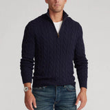 Men’s Half Zip Sweater | Quarter Zip Jumper | Ribbed Hem | Smart Knitwear