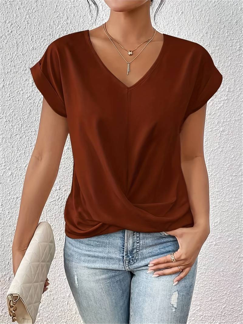 Lightweight Short Sleeve Top | V-Neck | Summer Fit | Twist Detail