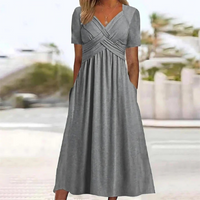 Women’s A-Line Midi Dress with V-Neck Elegant Fit | Wedding Guest & Party Dress