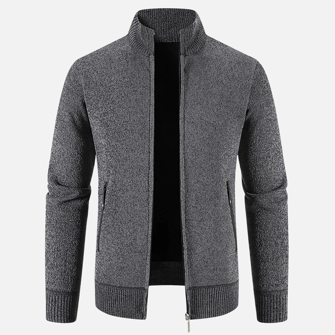 Men’s Zip-Up Knit Jacket | Ribbed Cuffs | Warm Autumn Layer | Smart Casual Knitwear