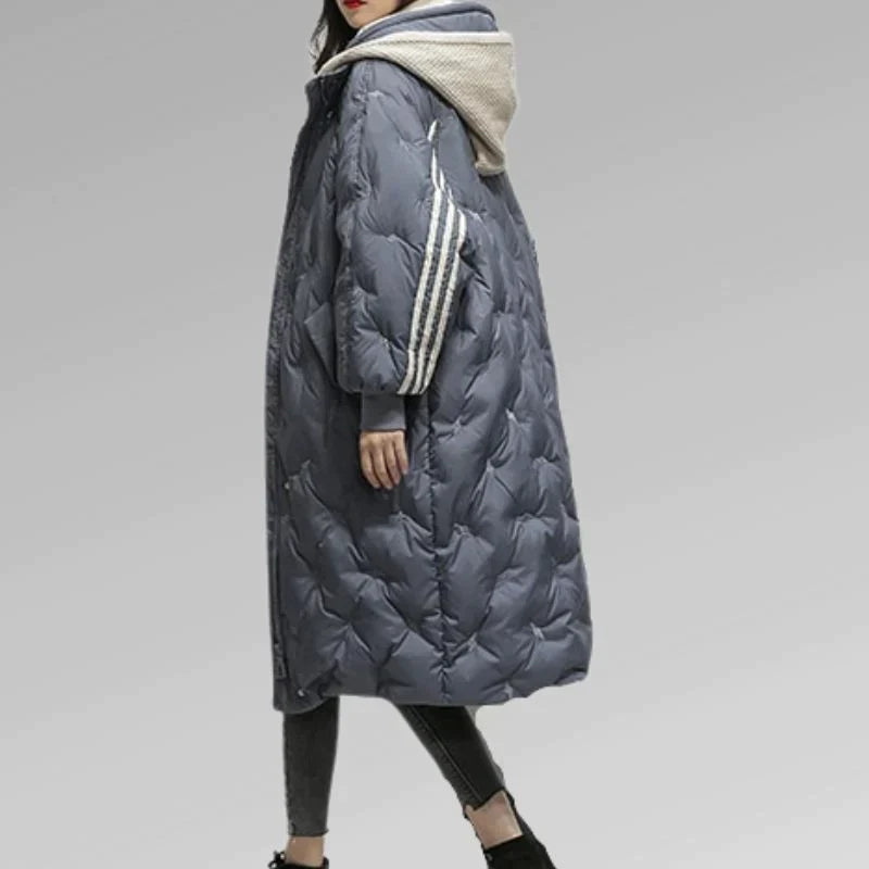 Women’s Long Quilted Jacket with Hood | Warm Padded Winter Coat