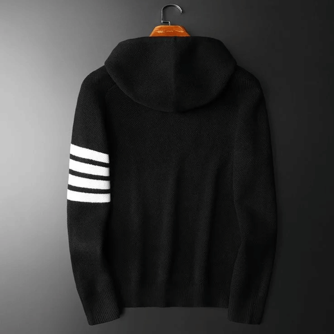 Men’s Graphic Hoodie with Striped Detail | Modern Lightweight Sweater