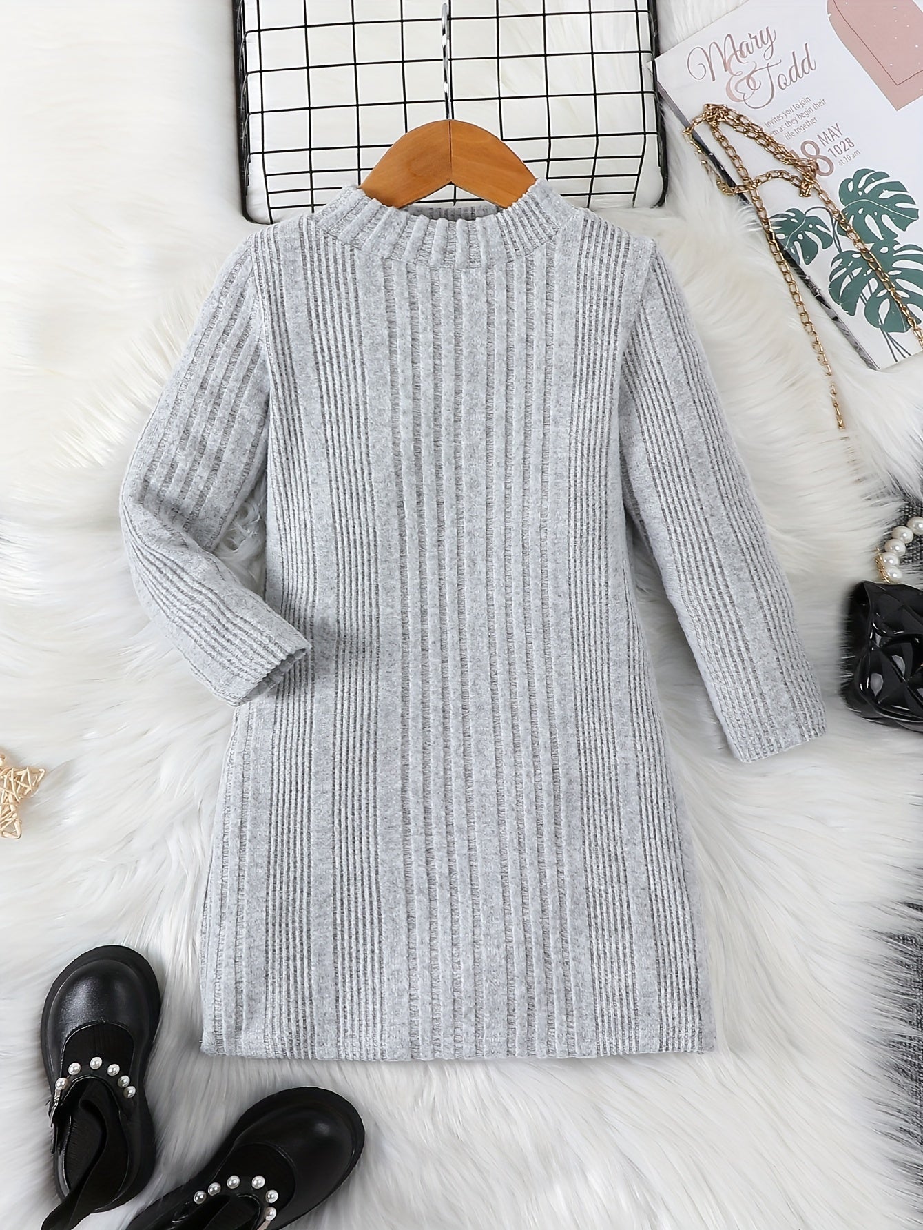Girls’ Long Knit Sweater in Casual Winter Style | Warm Kids’ Jumper