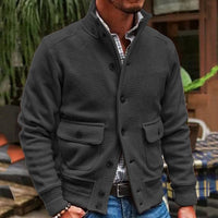 Men’s Stand Collar Turtleneck Jacket | Single-Breasted Smart Casual Coat