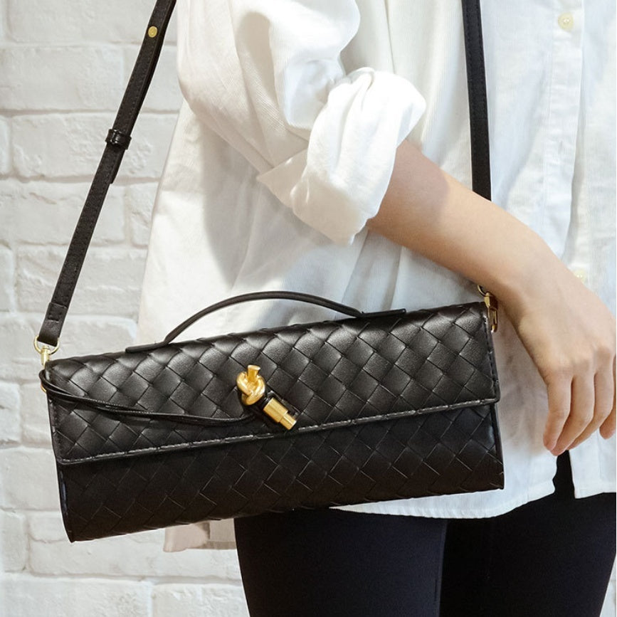 Marcelle | Woven Leather Clutch Bag | Crossbody & Shoulder Option