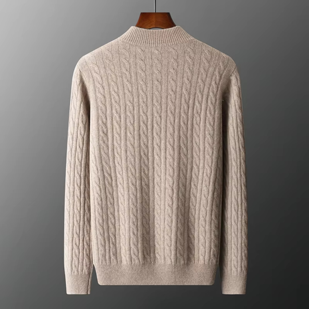 Quarter Zip Cable Knit Sweater | Slim Fit | Warm Autumn Layer | Men's Jumper