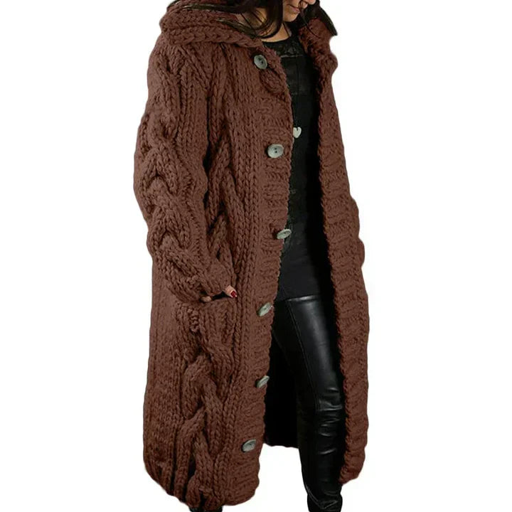Women’s Chunky Knit Cardigan in Open Front Style | Cozy Long Sleeve Sweater