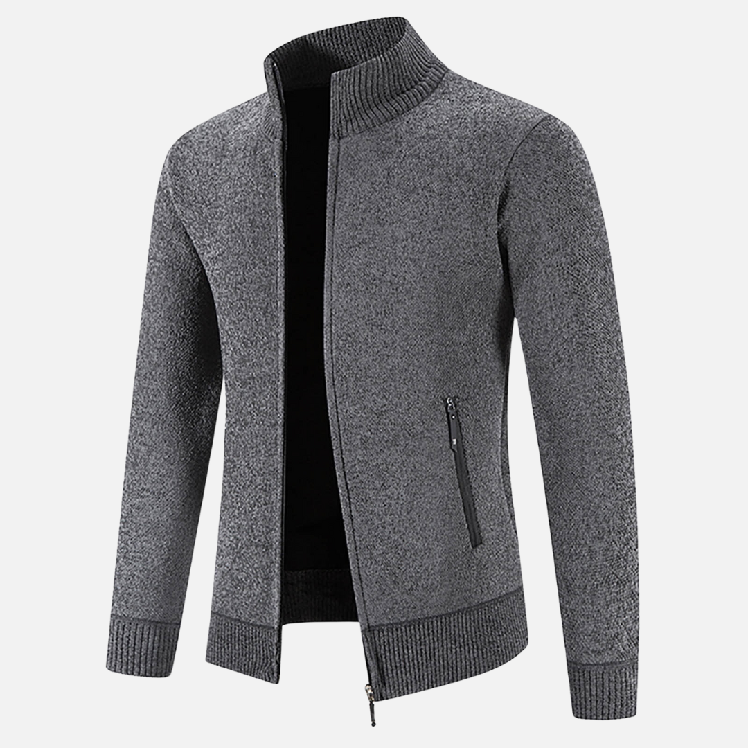 Men’s Zip-Up Knit Jacket | Ribbed Cuffs | Warm Autumn Layer | Smart Casual Knitwear