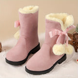 Women’s Winter Boots with Fleece Lining and Bow Detail | Warm Ladies Snow Boots