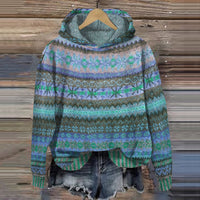 Women’s Fair Isle Hoodie with Winter Knit Pattern | Warm Ladies Jumper