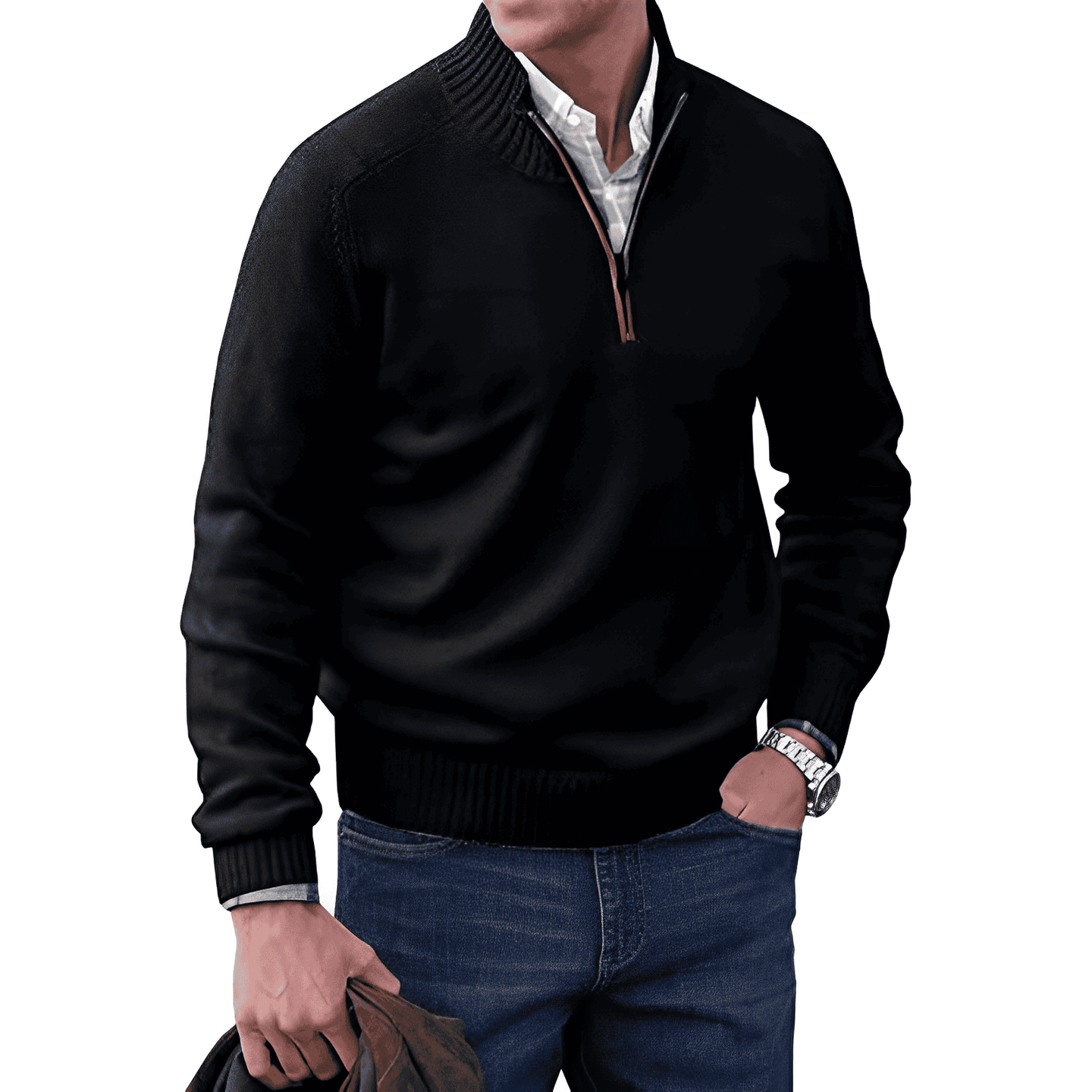 Men’s Quarter Zip Sweater in Classic Knitwear Style | Warm Winter Jumper