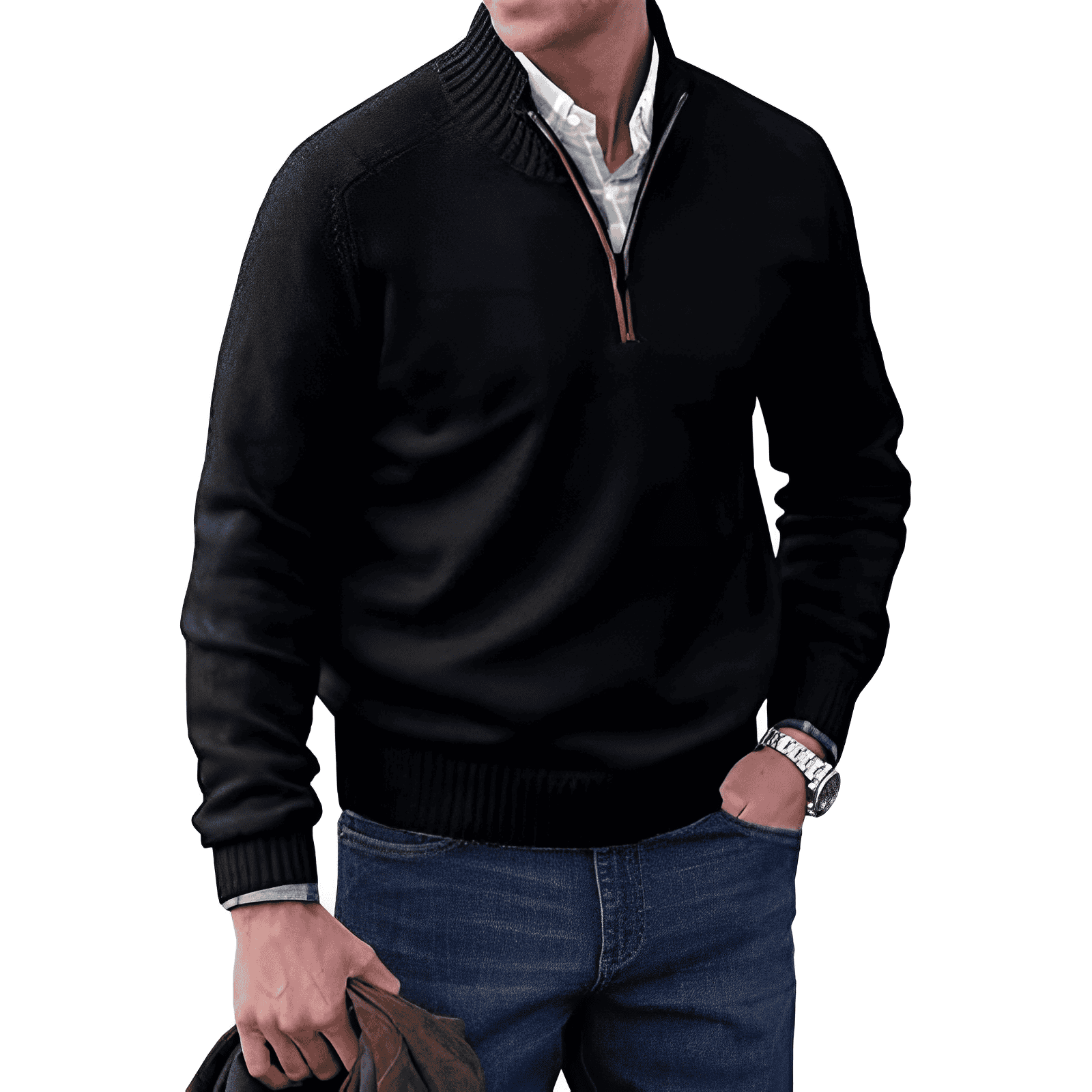 Men’s Quarter Zip Sweater in Classic Knitwear Style | Warm Winter Jumper
