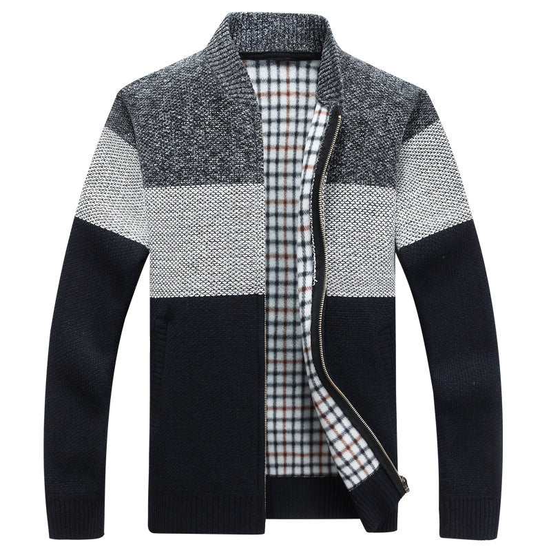Men’s Zip Up Cardigan in Colour Block Knit | Stylish Casual Jumper