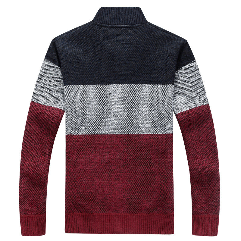 Men’s Zip Up Cardigan in Colour Block Knit | Stylish Casual Jumper
