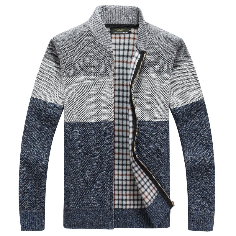 Men’s Zip Up Cardigan in Colour Block Knit | Stylish Casual Jumper