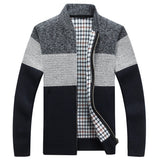 Men’s Zip Up Cardigan in Colour Block Knit | Stylish Casual Jumper