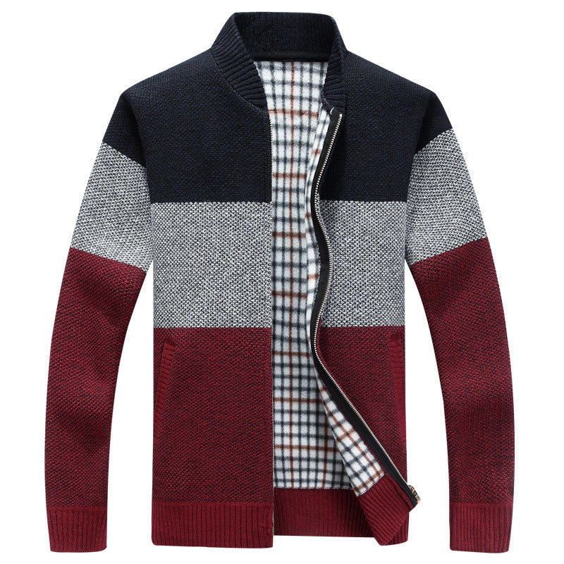 Men’s Zip Up Cardigan in Colour Block Knit | Stylish Casual Jumper