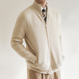 Men’s Ribbed Knit Cardigan | Zip-Up Sweater | Midweight Layer | Smart Casual Autumn Knitwear