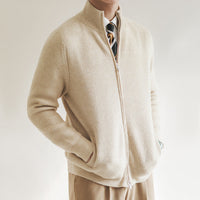Men’s Ribbed Knit Cardigan | Zip-Up Sweater | Midweight Layer | Smart Casual Autumn Knitwear