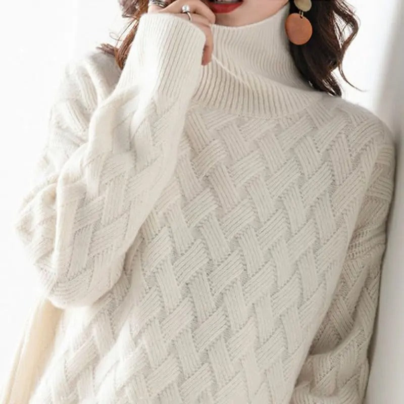 Cable Knit Turtleneck Jumper | Relaxed Fit | Soft Warm Layer | Winter Knitwear