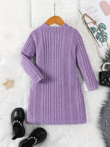 Girls’ Long Knit Sweater in Casual Winter Style | Warm Kids’ Jumper