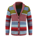 Men’s Knitted Cardigan with Lapel Collar in Colourblock Style | Smart Casual Jumper