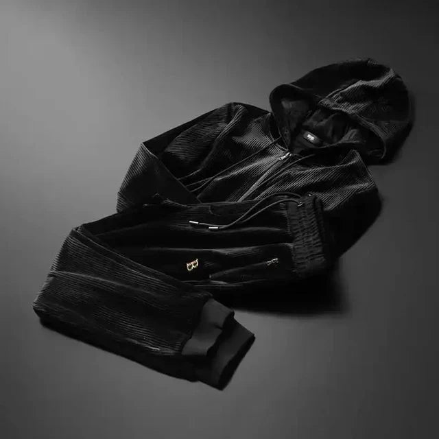 Men’s Two-Piece Tracksuit Set with Hooded Jacket | Casual Sports Jogger Outfit