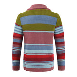 Men’s Knitted Cardigan with Lapel Collar in Colourblock Style | Smart Casual Jumper