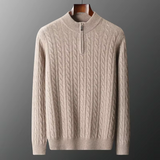 Quarter Zip Cable Knit Sweater | Slim Fit | Warm Autumn Layer | Men's Jumper