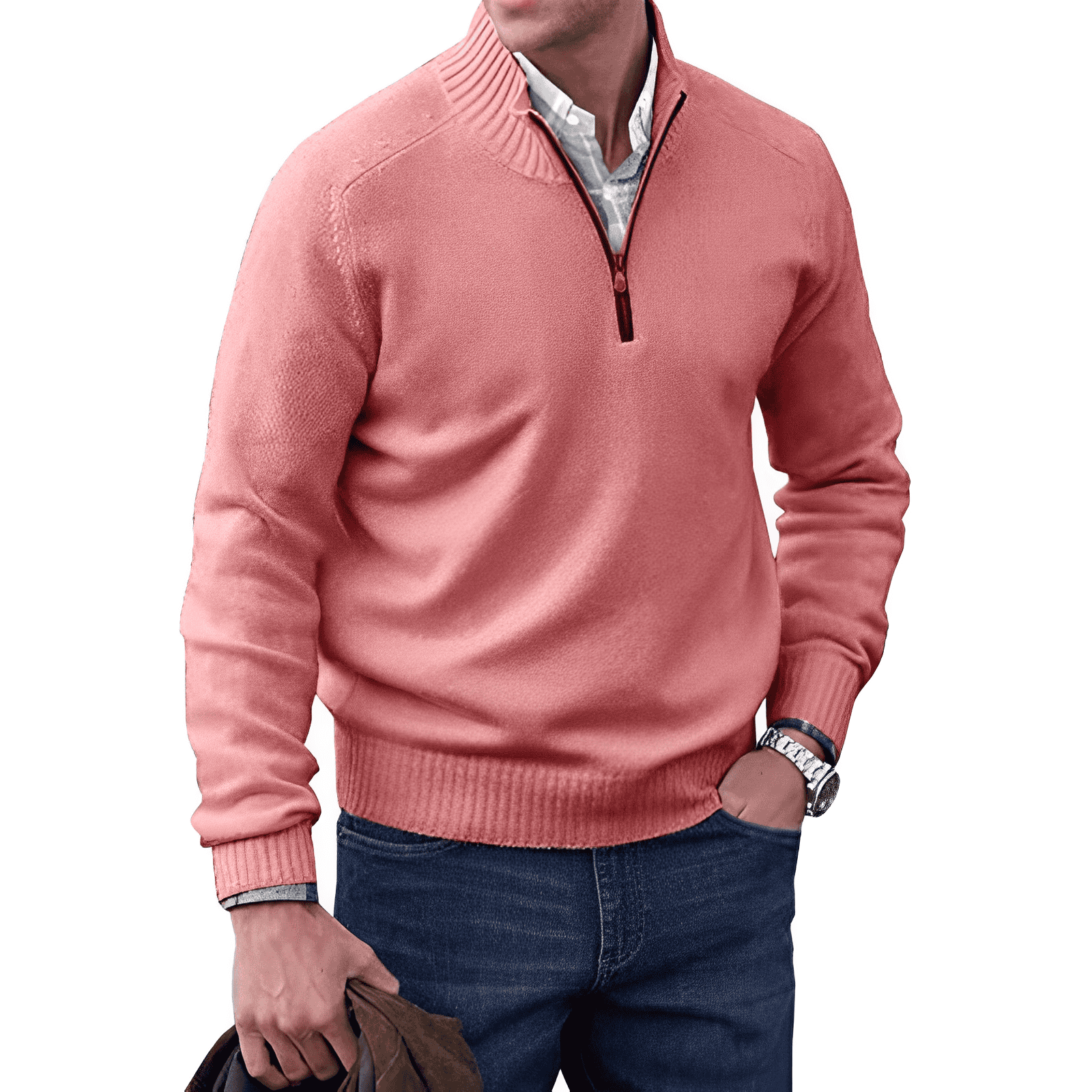 Men’s Quarter Zip Sweater in Classic Knitwear Style | Warm Winter Jumper