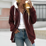 Women’s Zip Up Hoodie in Oversized Sherpa Style | Casual Fleece Sweatshirt