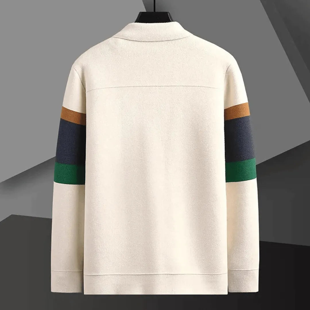 Men’s Polo Cardigan | Colour Block Knit | Casual Smart Layer