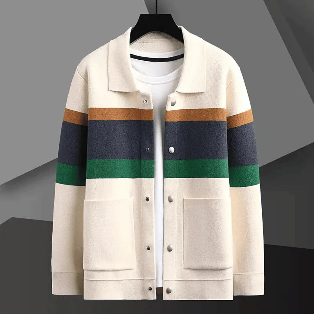 Men’s Polo Cardigan | Colour Block Knit | Casual Smart Layer