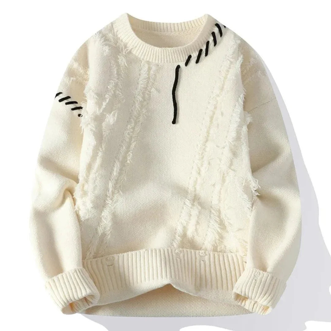 Men’s Casual Knit Jumper | Loose Fit Sweater | Crew Neck Pullover