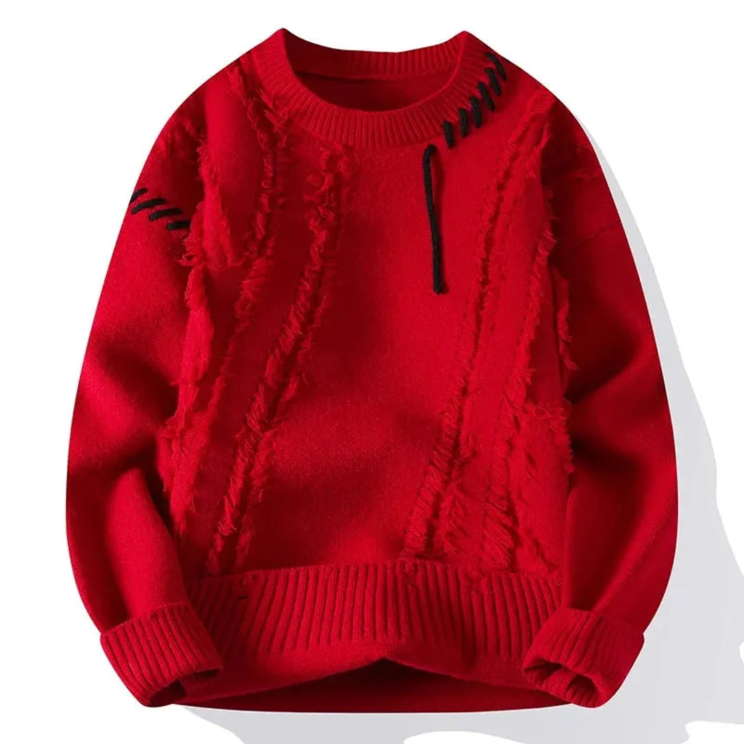 Men’s Casual Knit Jumper | Loose Fit Sweater | Crew Neck Pullover